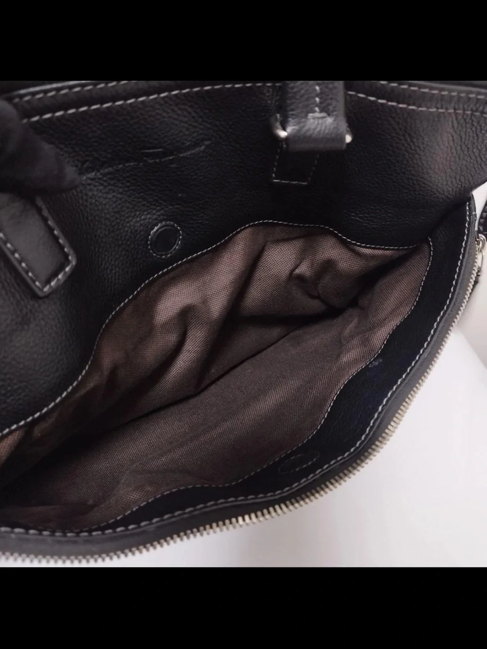 Salvatore Ferragamo Black Pebbled Leather Briefcase